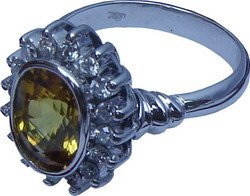 Ceylon Yellow Sapphire and Diamond Cluster Ring