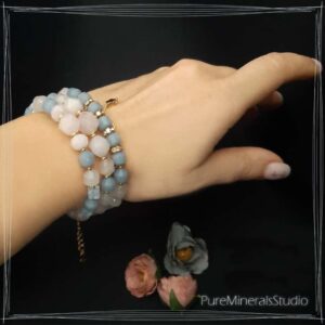 Bracelet made of Angelite and Rose Quartz