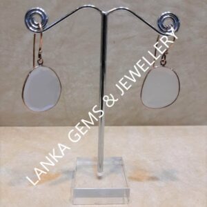 Pair of Ear-rings with Moonstone set in 14k Yellow Gold